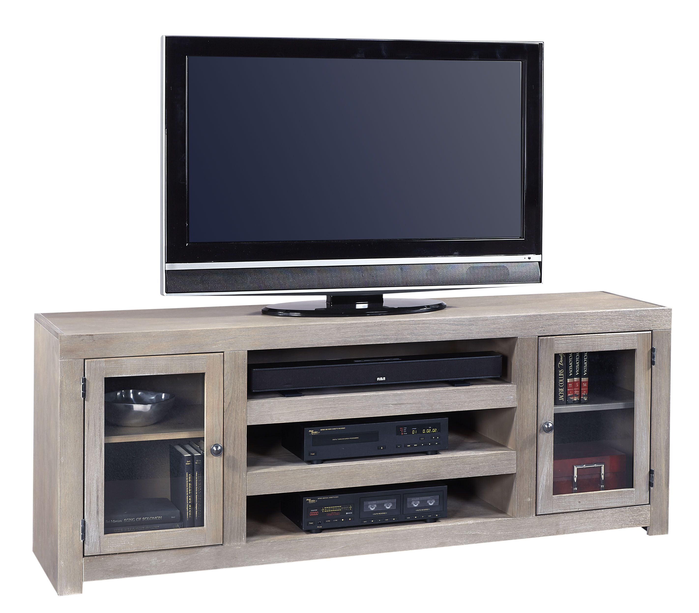 Aspenhome Contemporary Driftwood 72 Inch Console with 2 Doors Walker's Furniture TV Stands
